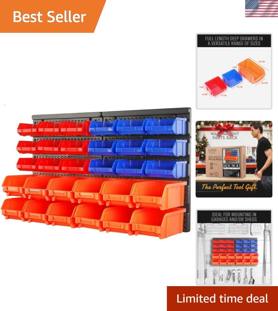 30PC Adjustable Wall-Mounted Tool Organizer - Garage & Shop Storage Solution