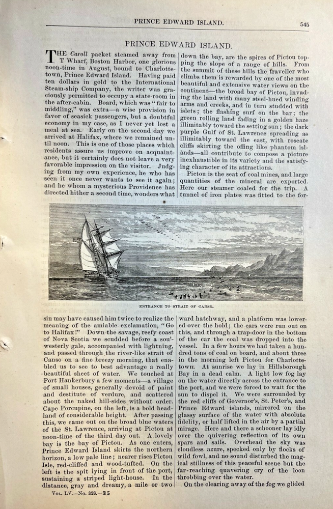 1877 Prince Edward Island Charlottetown Strait of Canso Lighthouse Hunter River