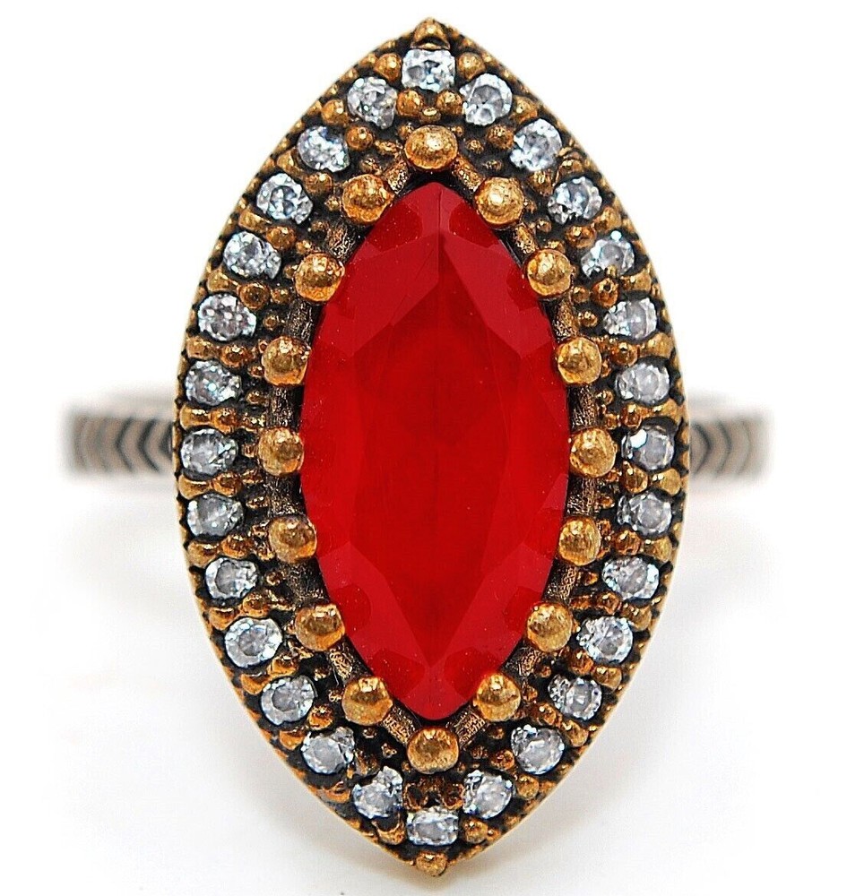 Exquisite 4CT Ruby Ottoman Empire Ring in 925 Sterling Silver Size 8  