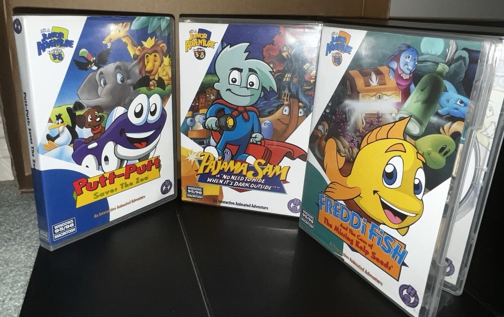 Vintage Bundle Kids Games for PC Rare - Pajama Sam, Putt Putt And Freddi Fish