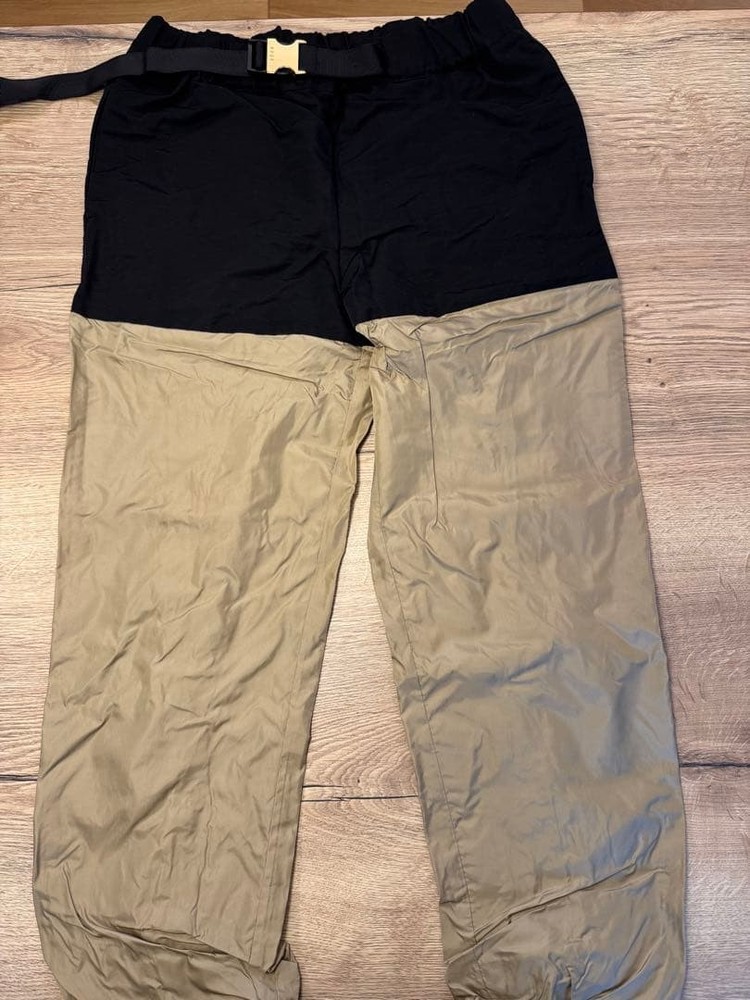 sacai Women's Black Khaki Colorblock Pants with Belt Size S Good Condition
