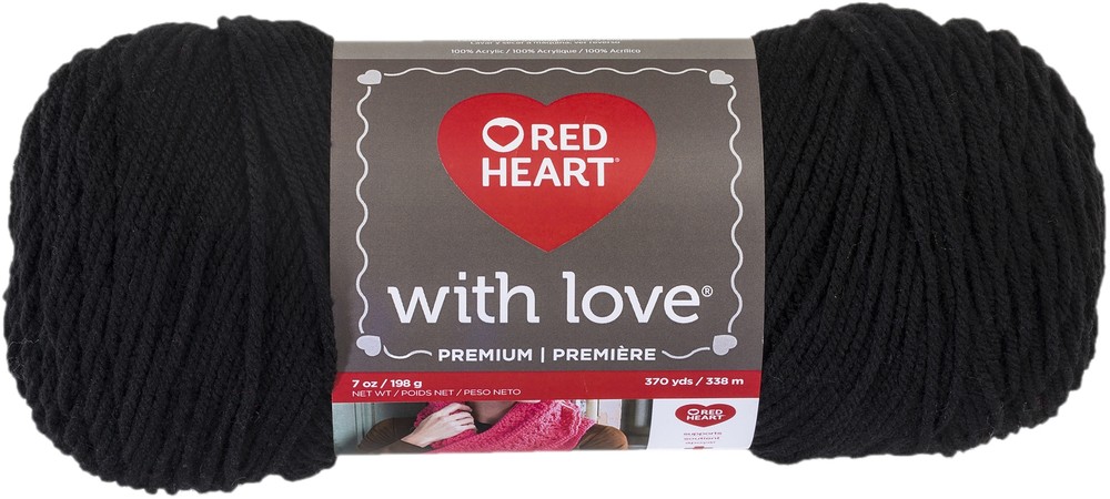 Red Heart With Love Yarn Black 1 Pack of 1 Skein