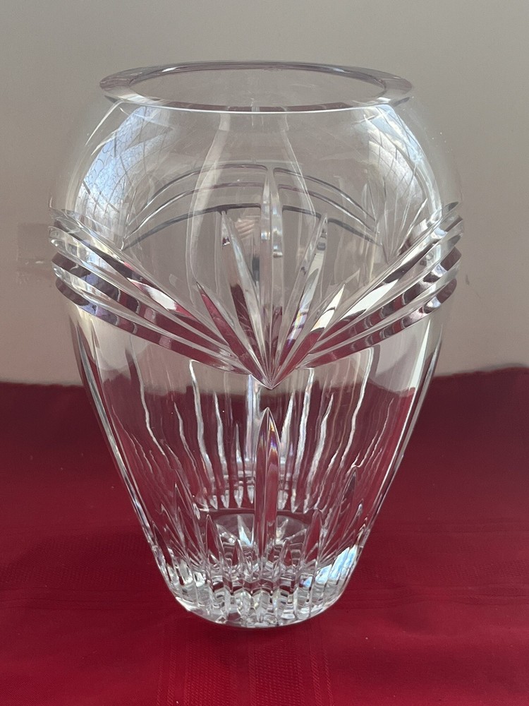 Waterford Calais Cut Crystal Marquis Large Vase 9.5x6 Excellent Condition