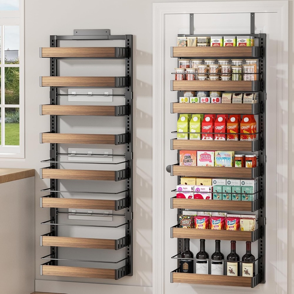 8 Tier Over The Door Pantry Organizer, 2 IN 1 Wall Mount or Hanging Spice Rack S