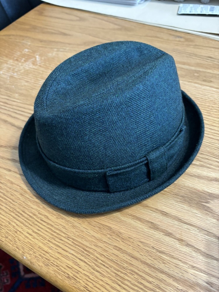 Stetson Vintage Blue Green Wool Felt Fedora Hat Size 6 7/8