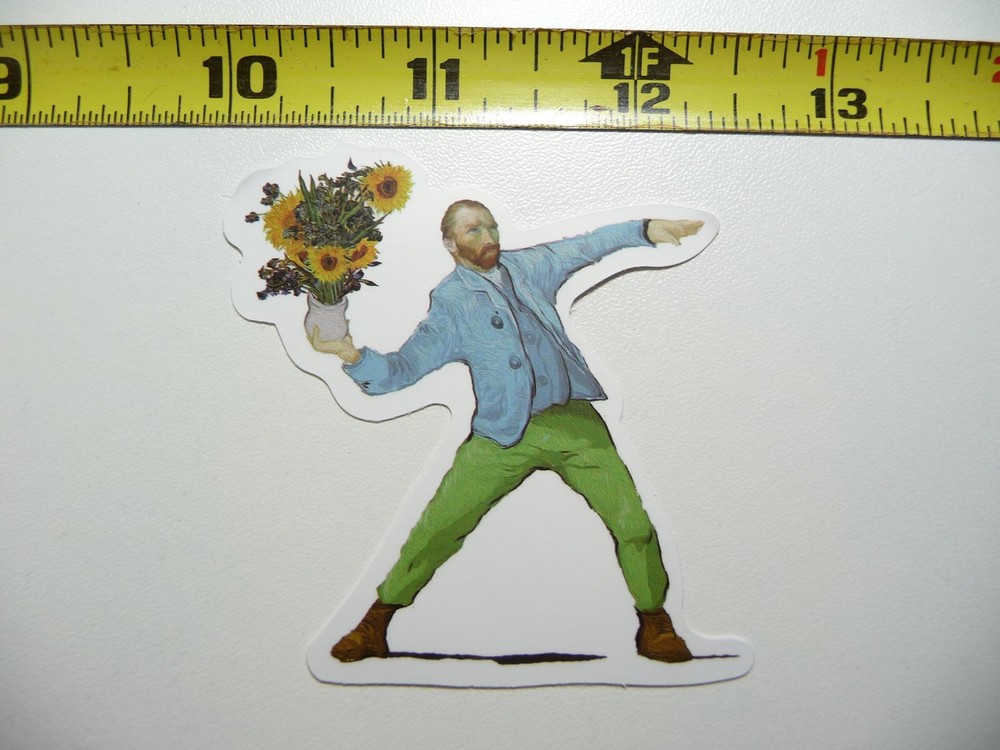 VINCENT VAN GOGH THROWING VASE SUNFLOWERS DECAL STICKER CLASSIC ARTIST PAINTER