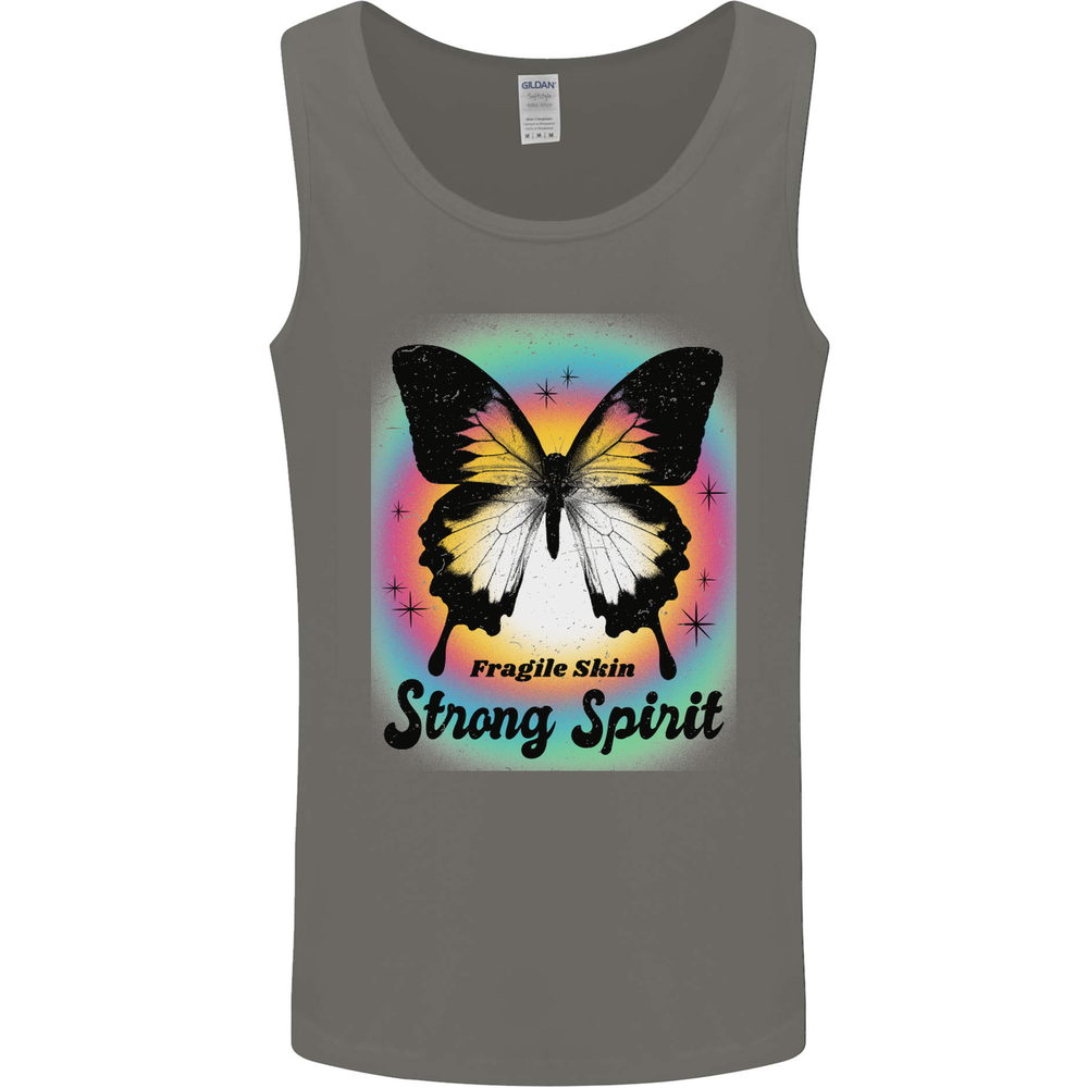 Fragile Skin Strong Spirit Butterfly Mens Vest Tank Top