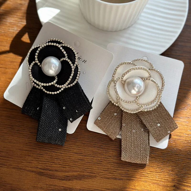 New High-end French Retro Camellia Brooch Elegant Bow Corsage Celebrity Pins