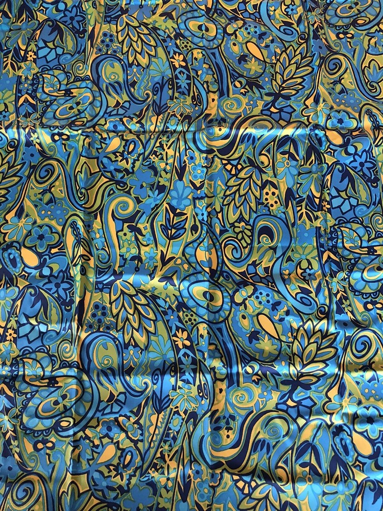 1960s Printed Cotton Satin Coupon: 190 x 90cm-image