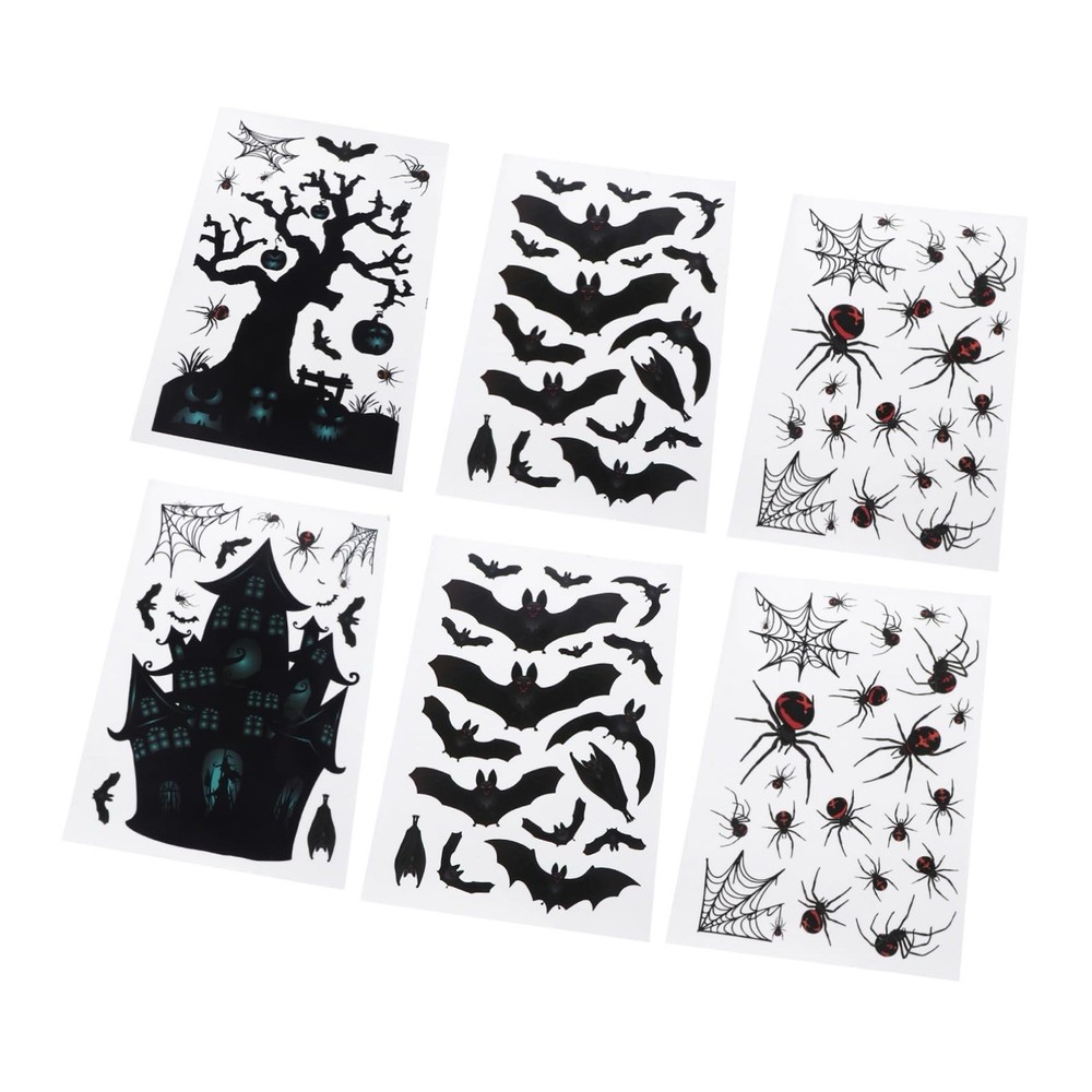 6pcs Halloween Window Decals - Ghost & Web Designs for Spooky Decor