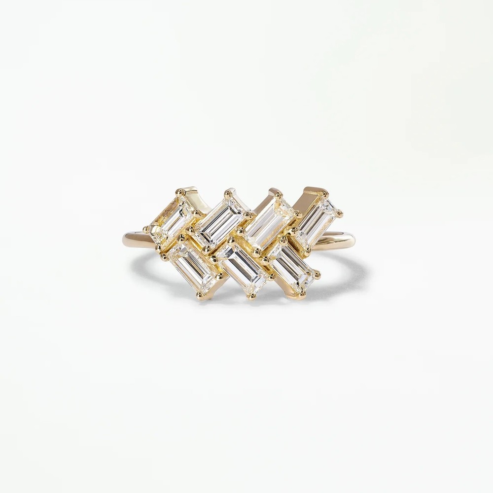 Modern Geometric Baguette Moissanite Ring in 14k Gold Vermeil