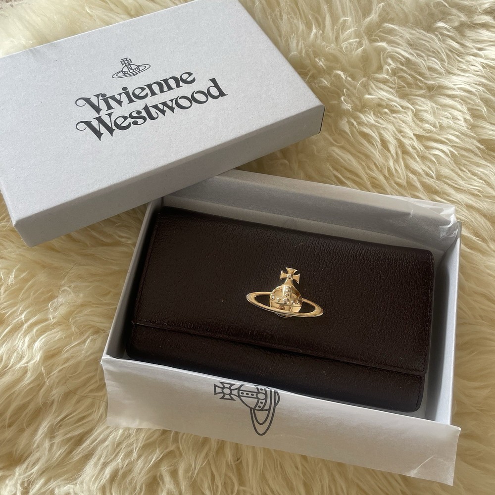 Vivienne Westwood Brown Leather Long Wallet from Japan