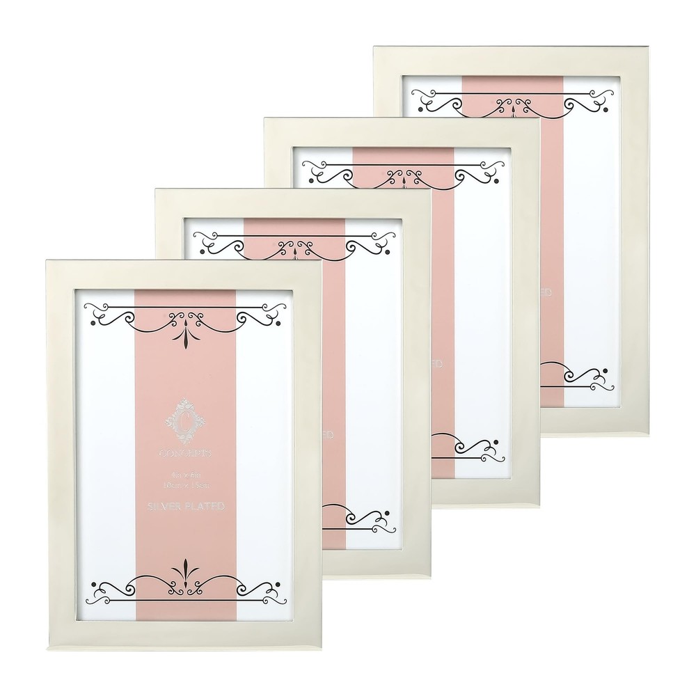 6-Pack 4x6 Silver Metal Photo Frames for Family Pictures - Classic French Design