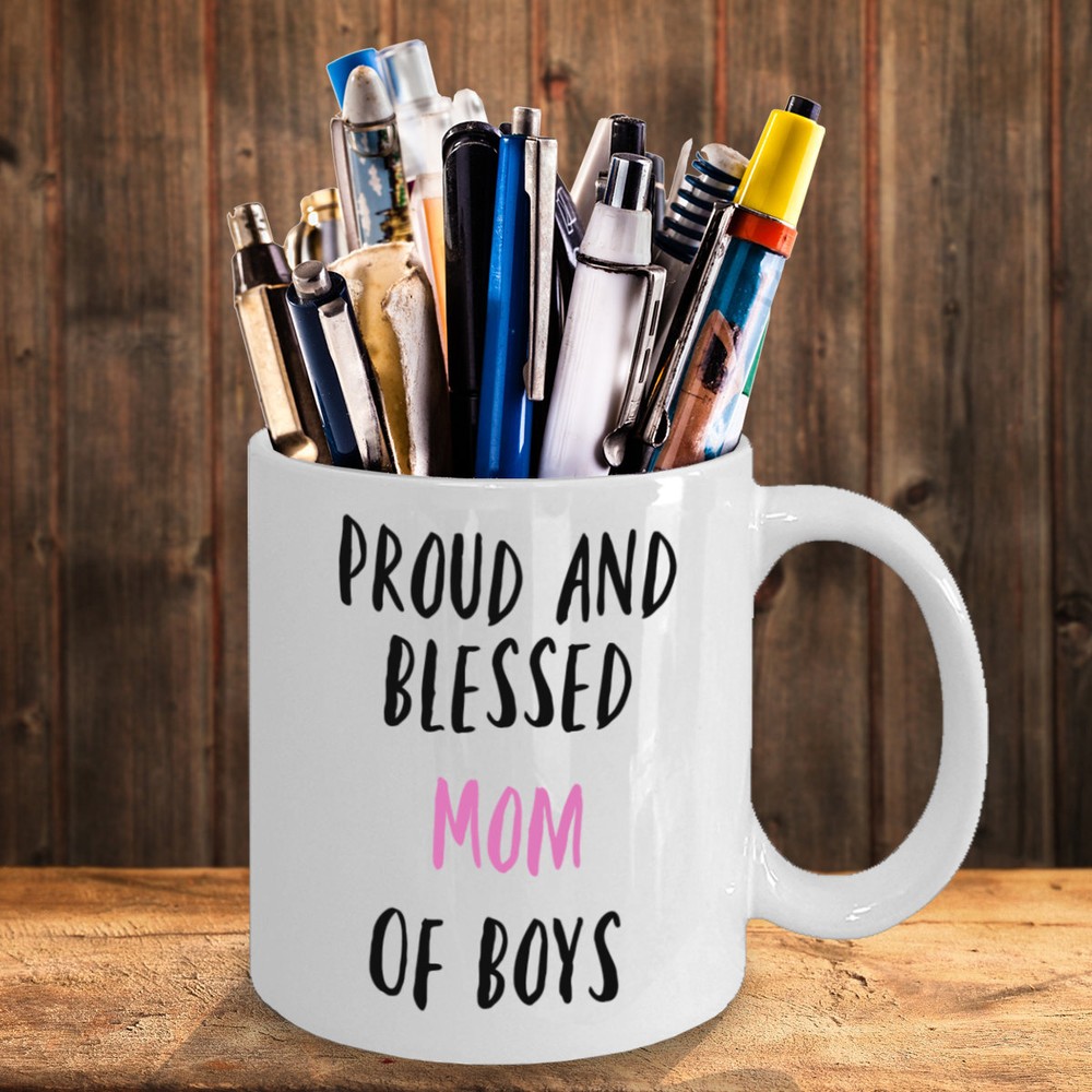 Proud And Blessed Mom Of Boys Ceramic Coffee Mug Gift For Mothers Day-image