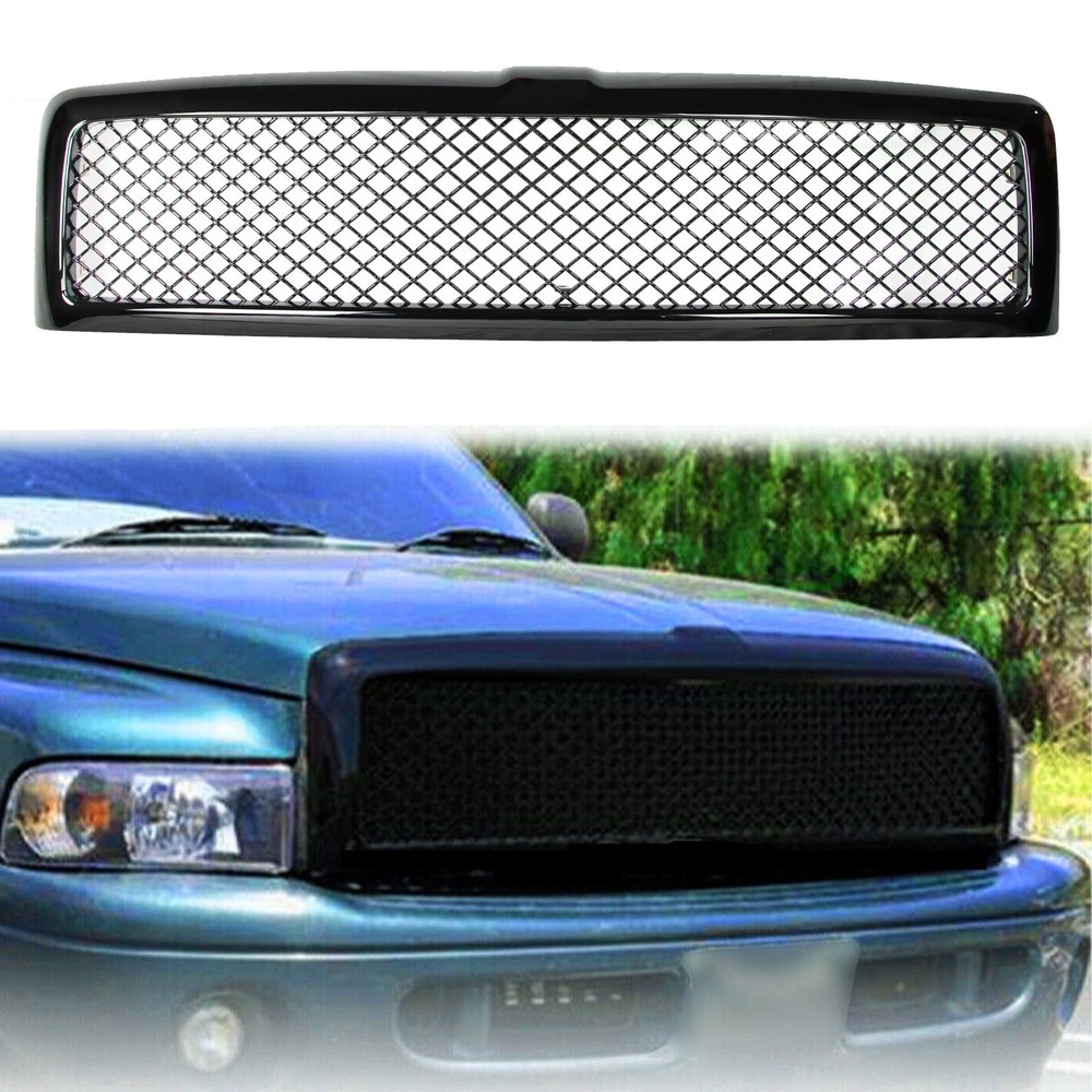 Fits 1994-2002 Dodge Ram 1500 2500 3500 Pickup Glossy Black Bumper Hood Grille