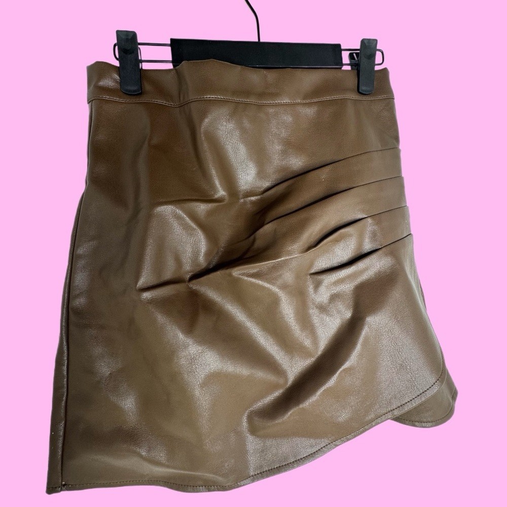 Brown Faux Leather Mini Skort by De Zeroo Boutique - Juniors Size Large