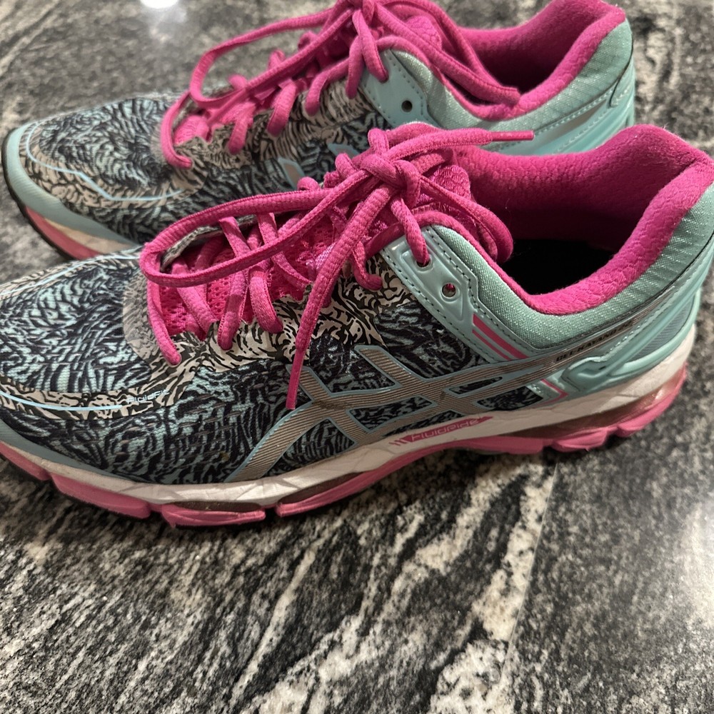 ASICS Womens Size 9 Gel Kayano 22 Running Shoes Aqua Splash Pink White