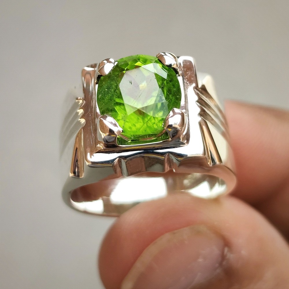Natural Peridot Ring Green Peridot Handmade Ring With 925 Sterling Silver