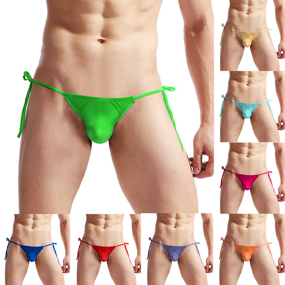 Mens T-Back Tie-Side Micro Thongs Briefs Bulge Pouch Panties G-String Underwear↕