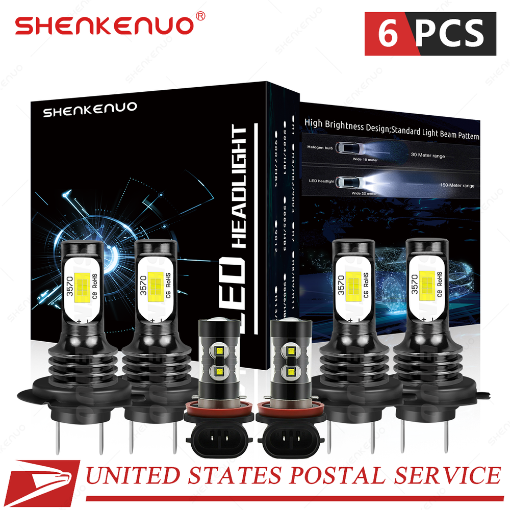 6X For BMW 528i 535i 550i 2008-2010 LED Headlight High Low Fog Light Bulbs Combo