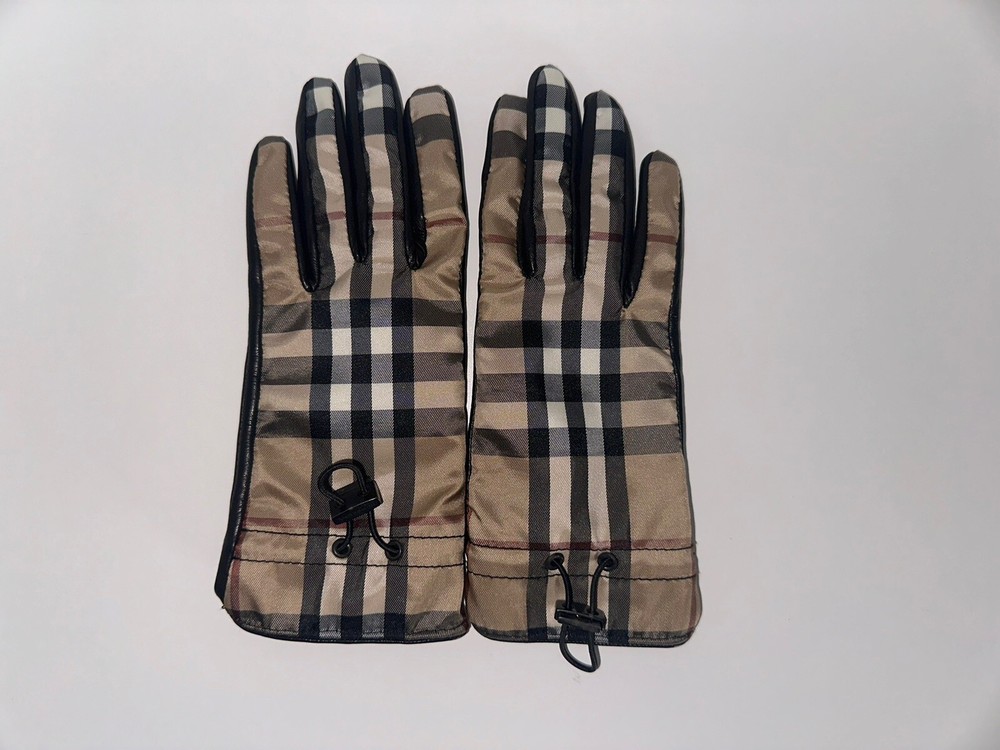 Burberry London Nova Check Gloves Leather Palm Lined Size 6.5 Made in Italy