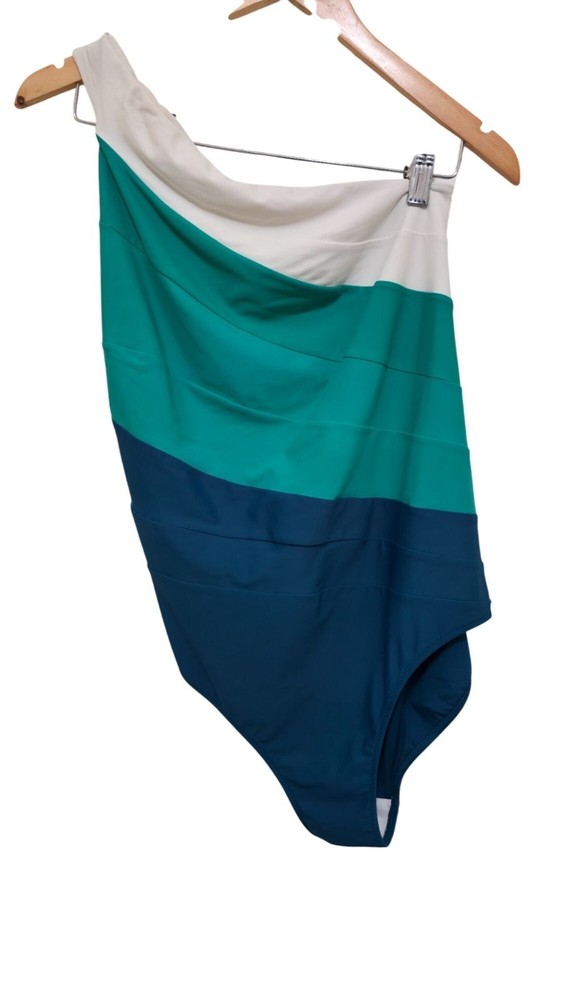 Summersalt Womens One-Shoulder Colorblock Swimsuit Size 12 Eco-Friendly Recycled Fabric