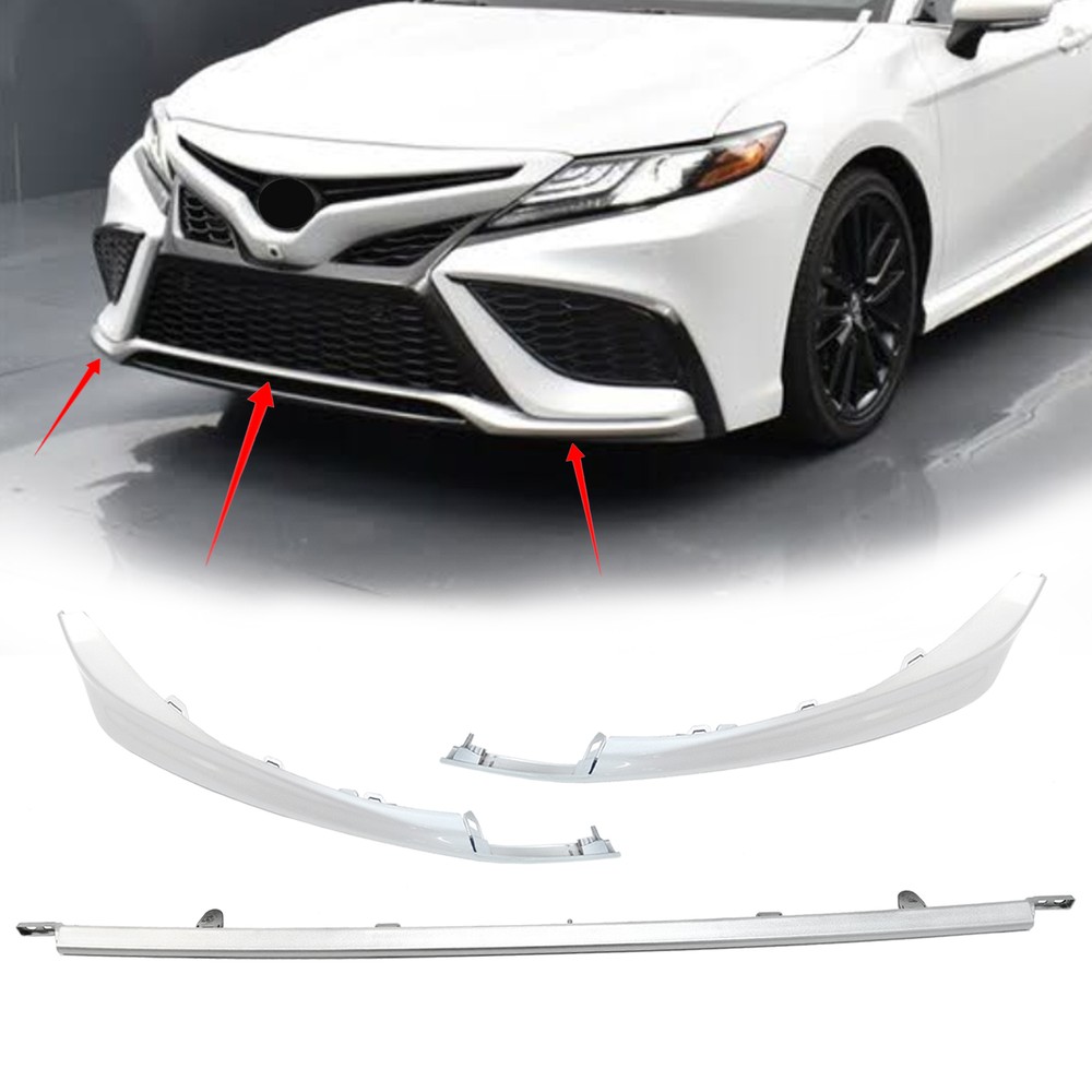 Silver Bumper Lower Grille Trim Molding Set 3pcs For 2021 2022 Camry SE/XSE