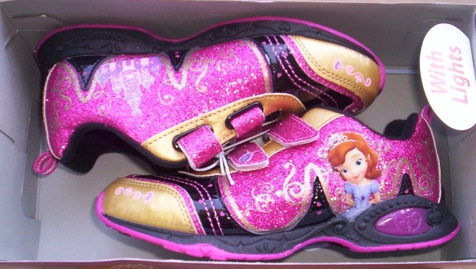 Disney SOFIA the First Shoes Girl's size 12 NEW SPARKLY Pink and Gold Sneakers