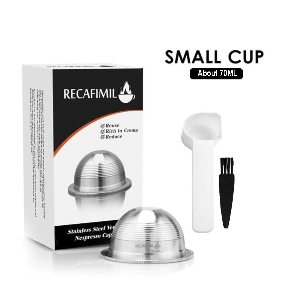 70ml Stainless Steel Coffee Pod Capsule Reusable For Nespresso Vertuoline ENV135