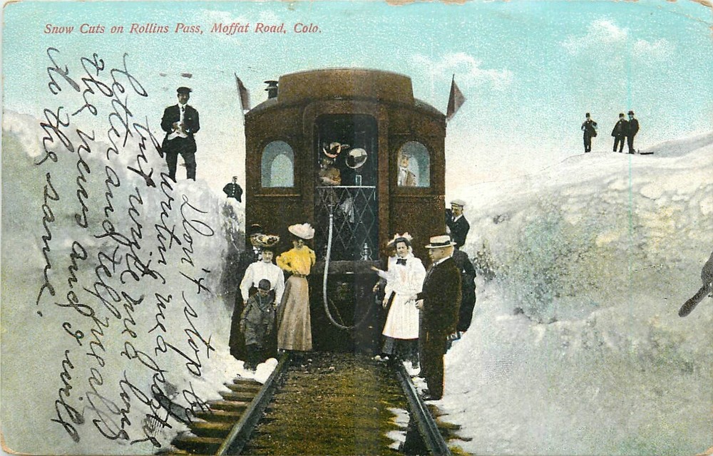 1911 Moffat road Colorado snow cuts Rollins Pass Great Western Postcard 25-4135
