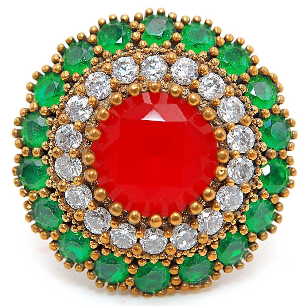 Exquisite 3CT Treated Ruby 925 Sterling Silver Ottoman Empire Ring Size 8