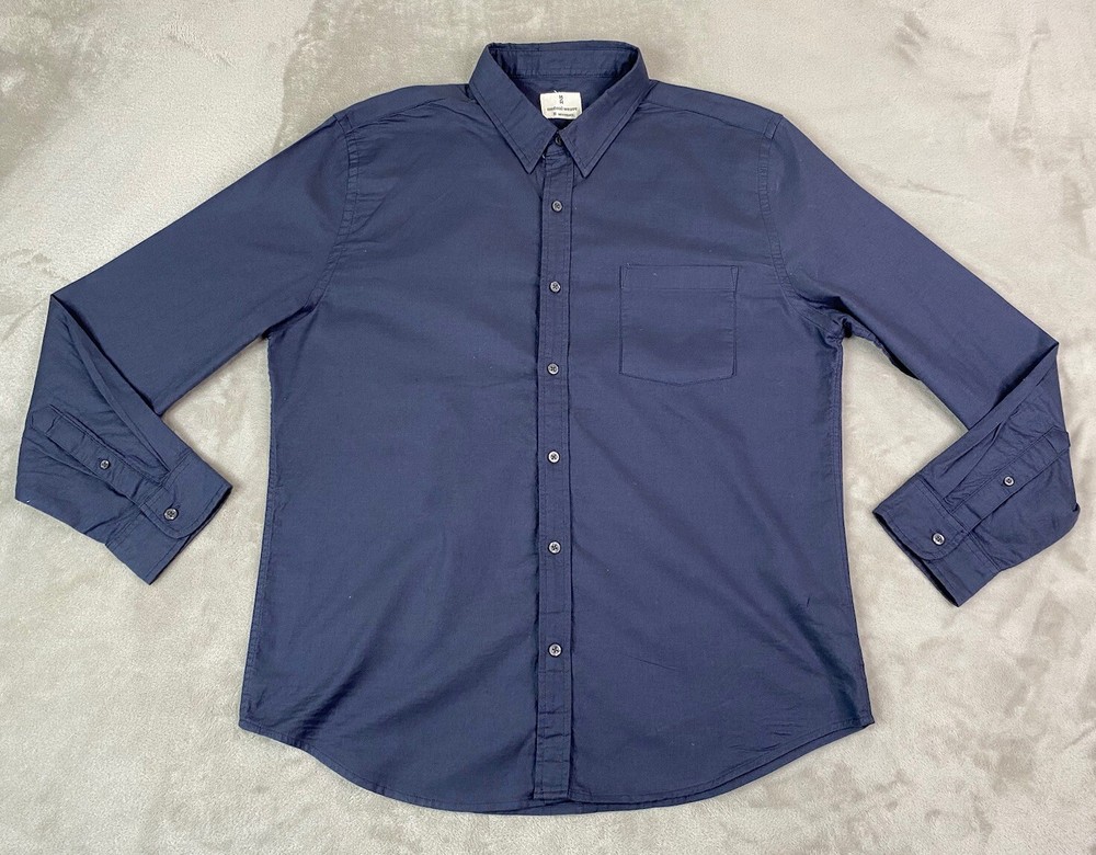 Mutual Weave Button Up Long Sleeve Shirt Men’s XL Blue Cotton Blend Casual