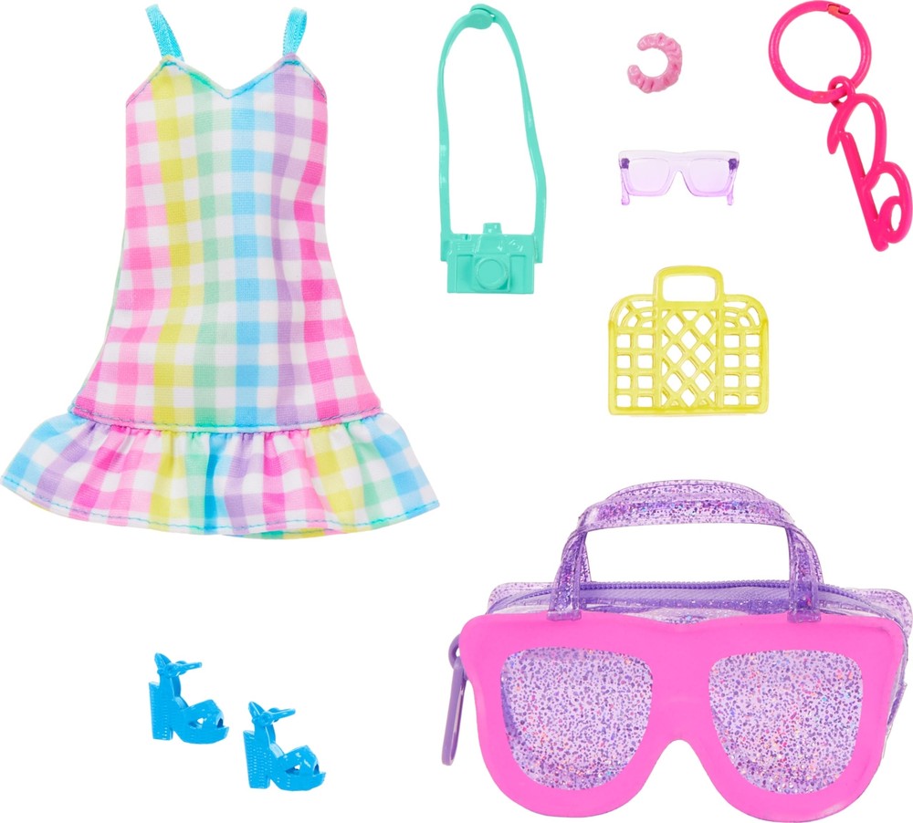 Barbie Clothes & Accessories, Deluxe Sunglasses-Shaped Bag with Keychain, Multic