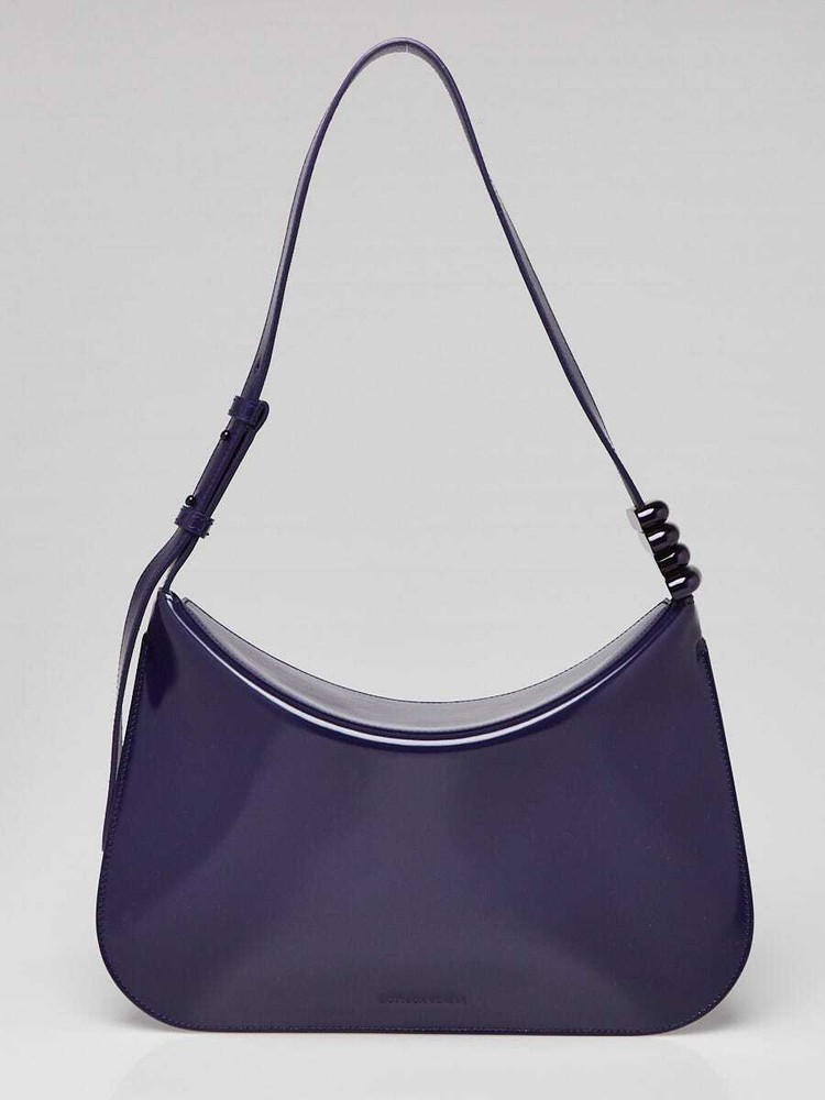 Bottega Veneta Purple Smooth Calfskin Leather Loop Shoulder Bag with Metal Accents