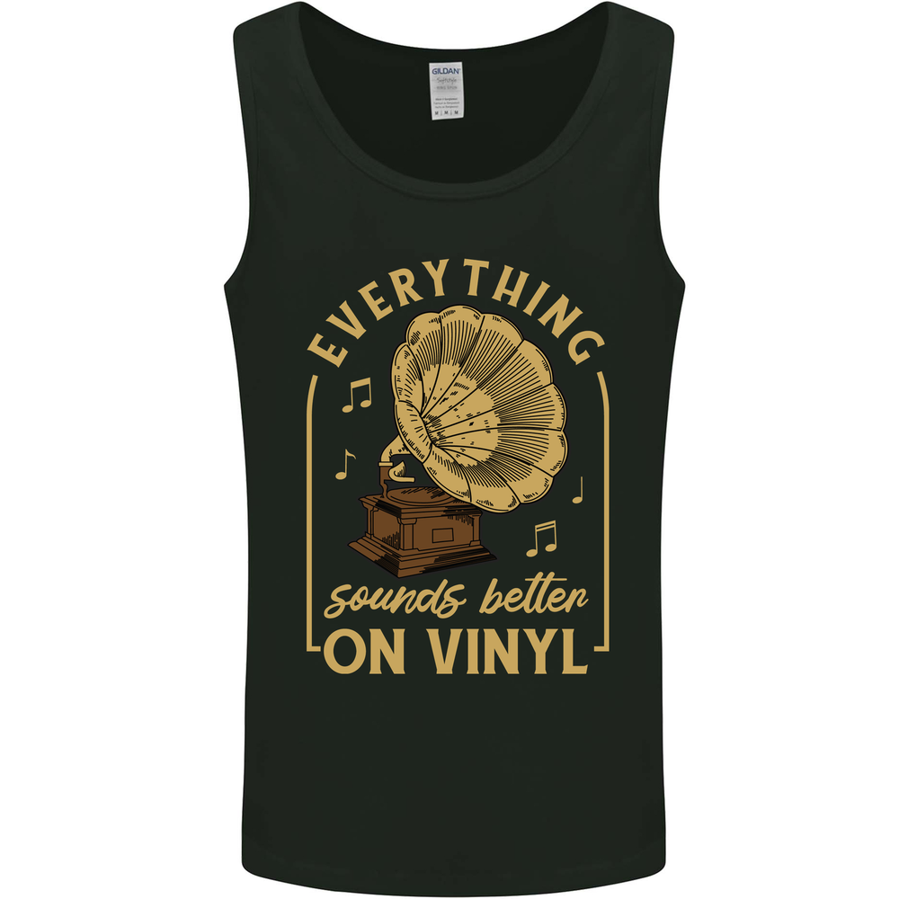 Music Sounds Better on Vinyl Records LP DJ Mens Vest Tank Top