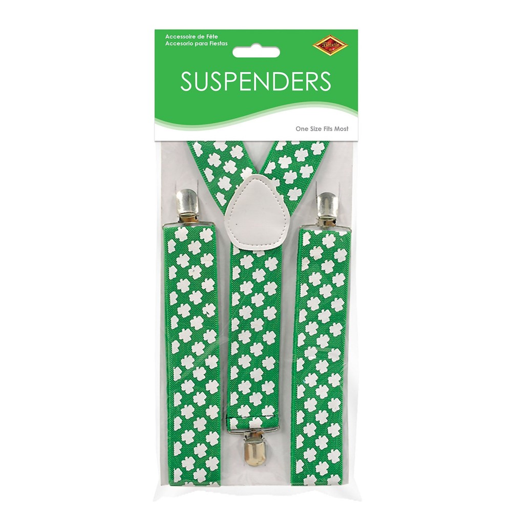 St. Patricks Day Shamrock Suspenders - Fun Party Decor