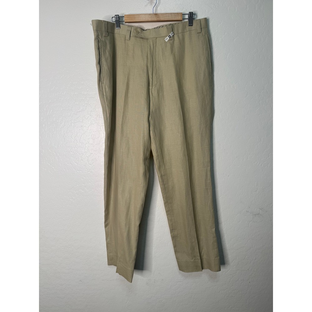 Calvin Klein Mens Tan Linen Dress Pants Size 38R Lightweight Breathable