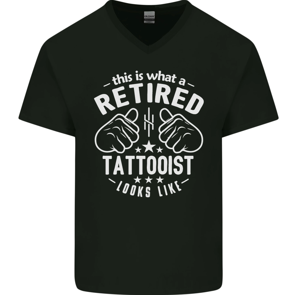 This Is What a Retired Tattooist Looks Like Mens V-Neck Cotton T-Shirt