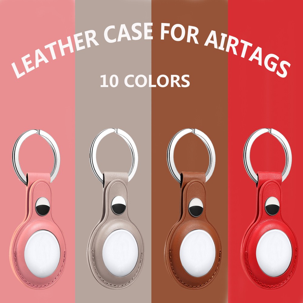 Leather Case Cover for AirTag Pet Tracker Sleeve with Ski Design