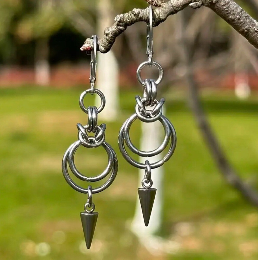 Women’s Mens Gothic Silver Dangle Earrings