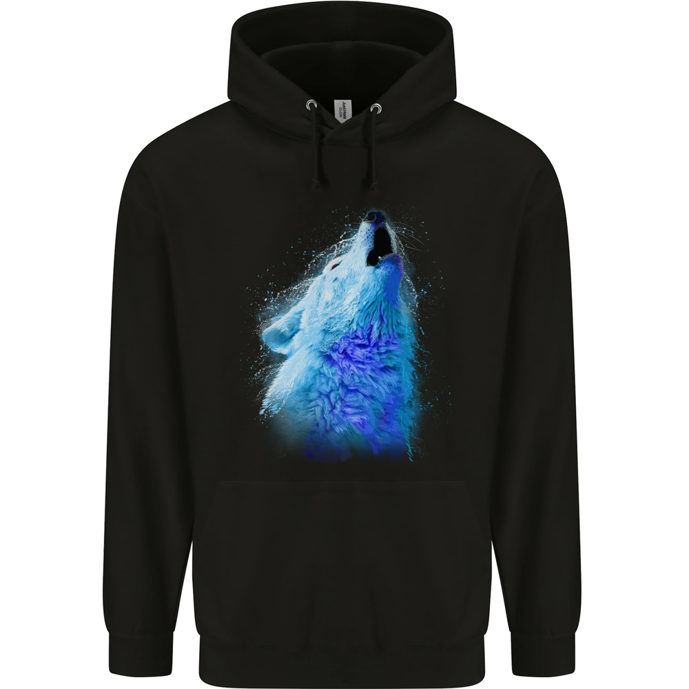 Wolf Watercolour Mens 80% Cotton Hoodie