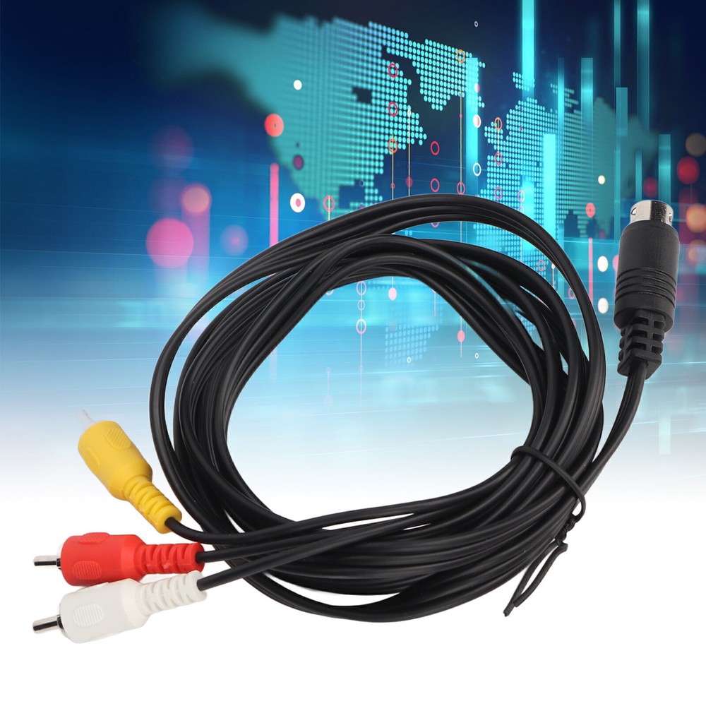 Mini DIN 9 Pin to 3 RCA Cable Male to Male Nickel Plated Sound Video Composite