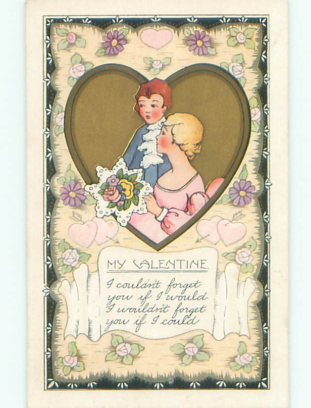 Romantic Couple Pre-Linen Valentine Heart with Flower Bouquet J0494