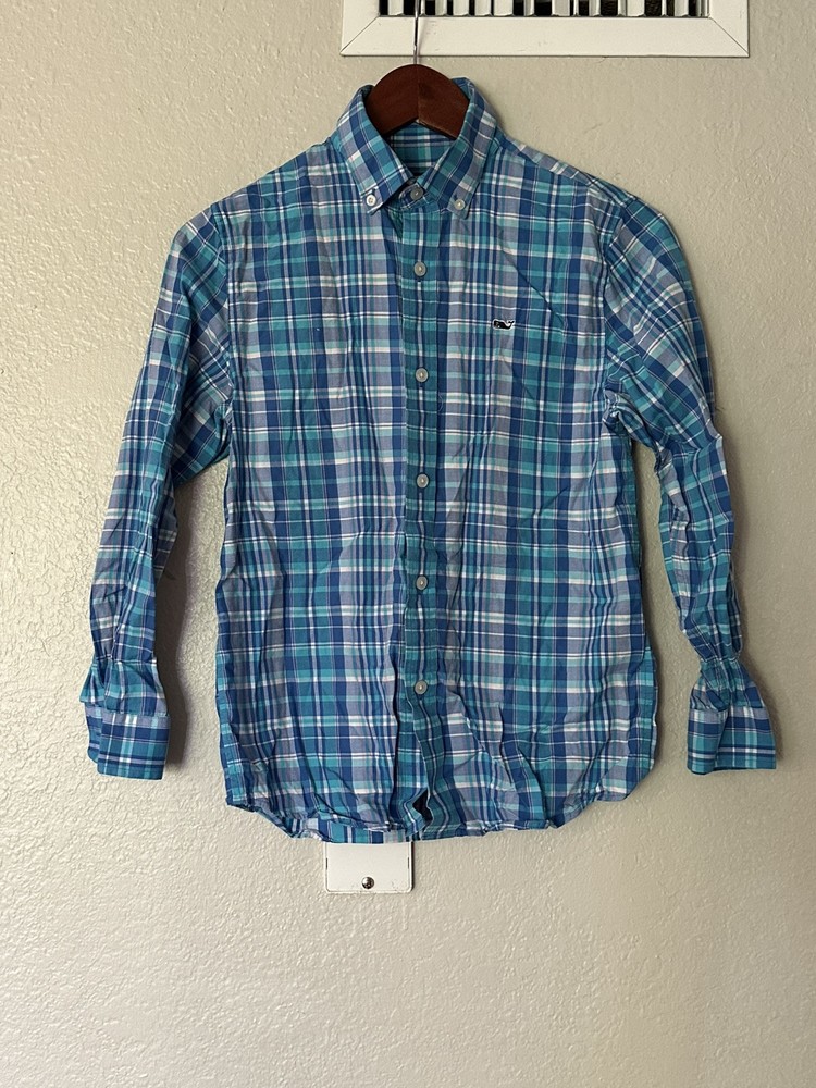 VINEYARD VINES BOYS BLUE PLAID BUTTON DOWN SIZE Small 8-10