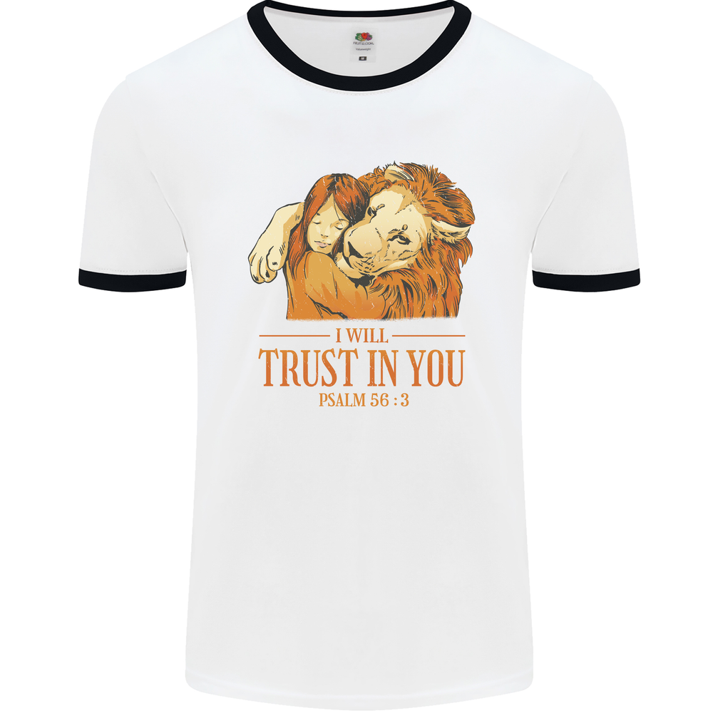 Christian Bible Trust in Lion Design Men's Ringer T-Shirt