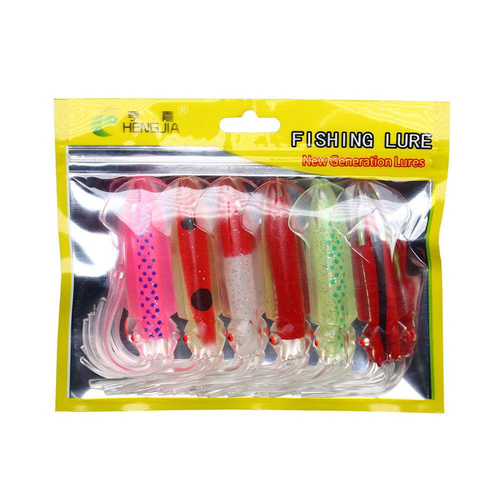 6PCS 12cm Soft Squid Octopus Fishing Lures Jig Swimbait 12.7g