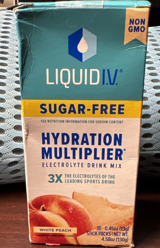 Liquid I.V Sugar-Free White Peach Hydration Multiplier Powder 10 Sticks Exp 9/25