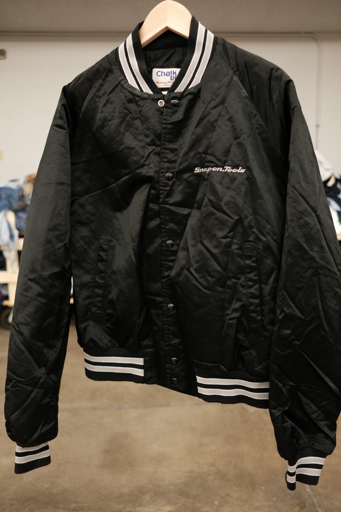 Vintage Snap On Tools USA Made Black Varsity Windbreaker Jacket XXL