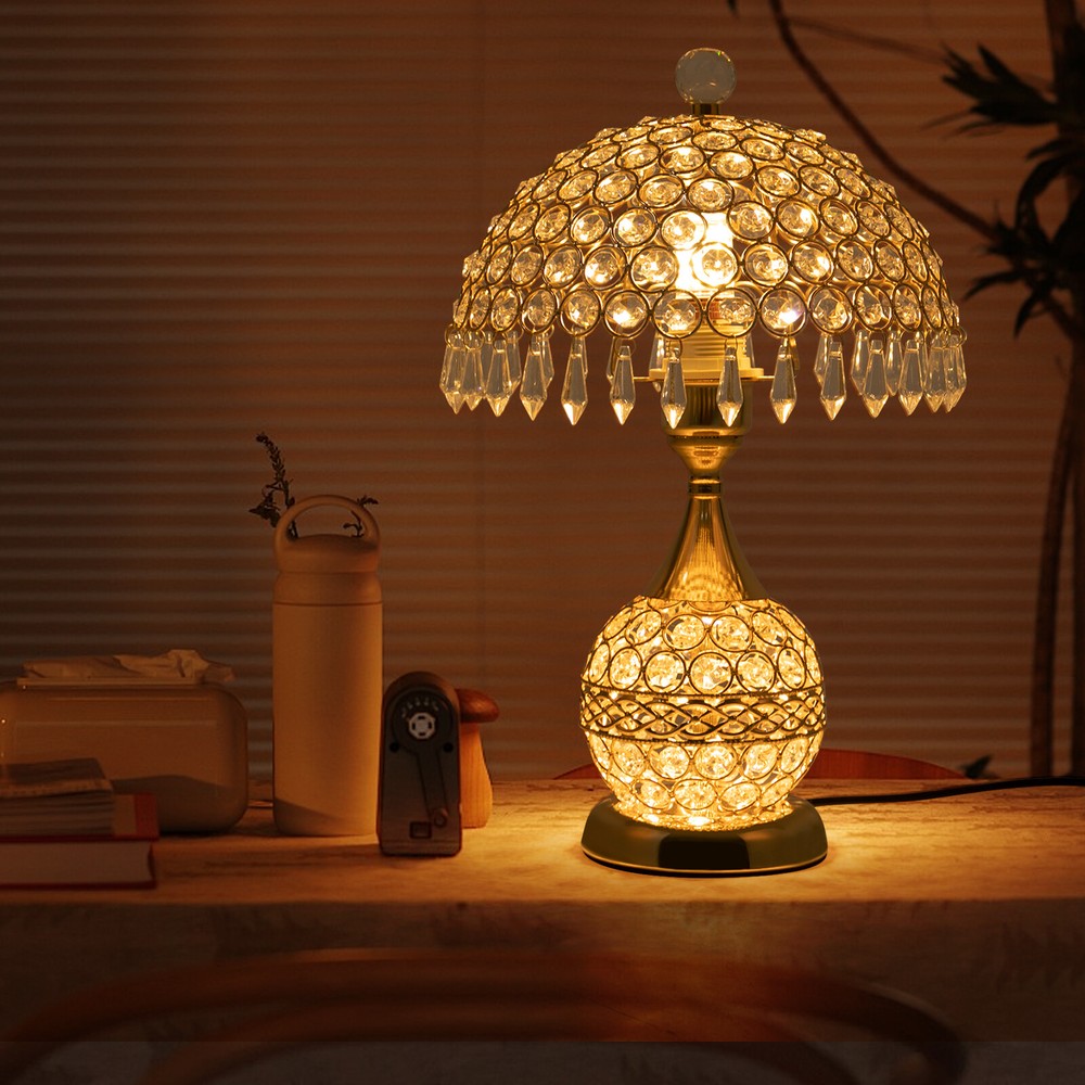 Modern Crystal Table Lamp Nightstand Desk Lamp Bedside Lamp Golden Lamp Decor