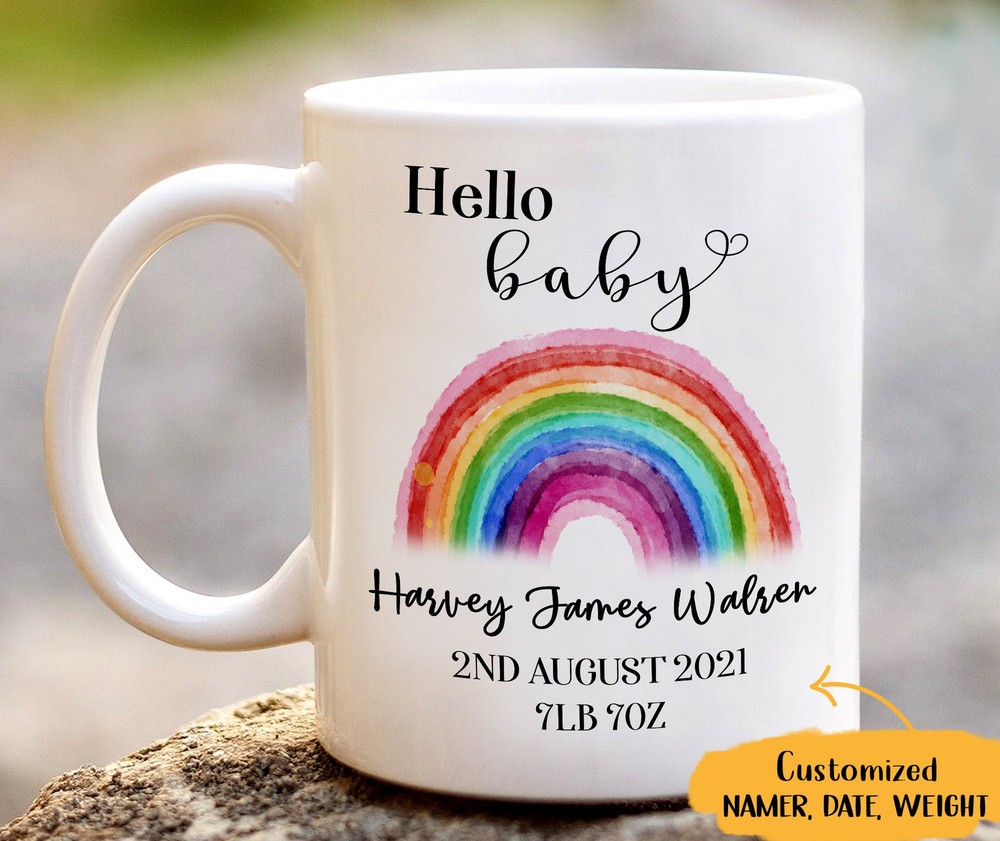 Personalized Rainbow Mug Welcome To The World Newborn Mug Baby Shower Gift New